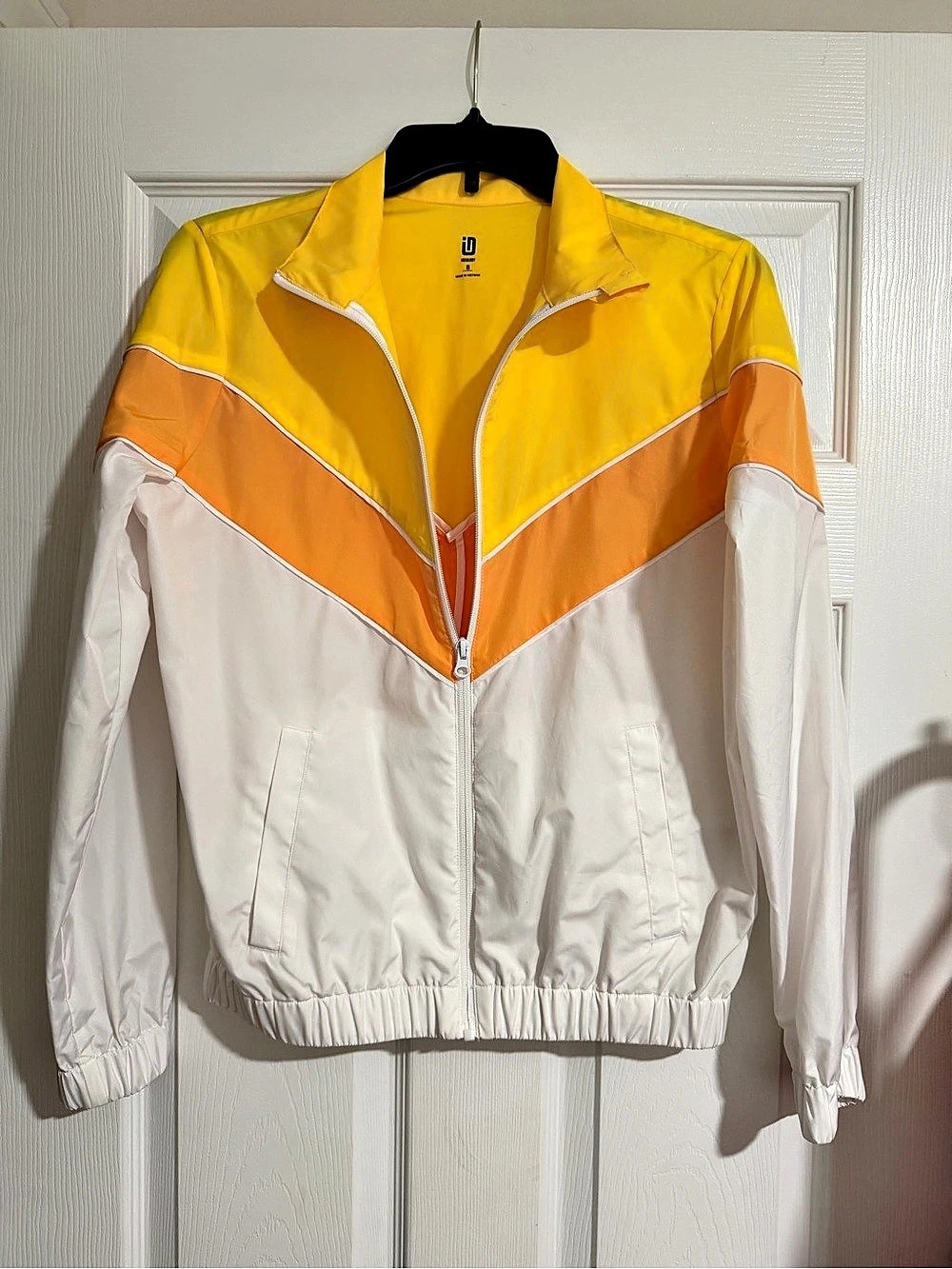 🔥Ideology Color Block Windbreaker in White & Yellow Size Small